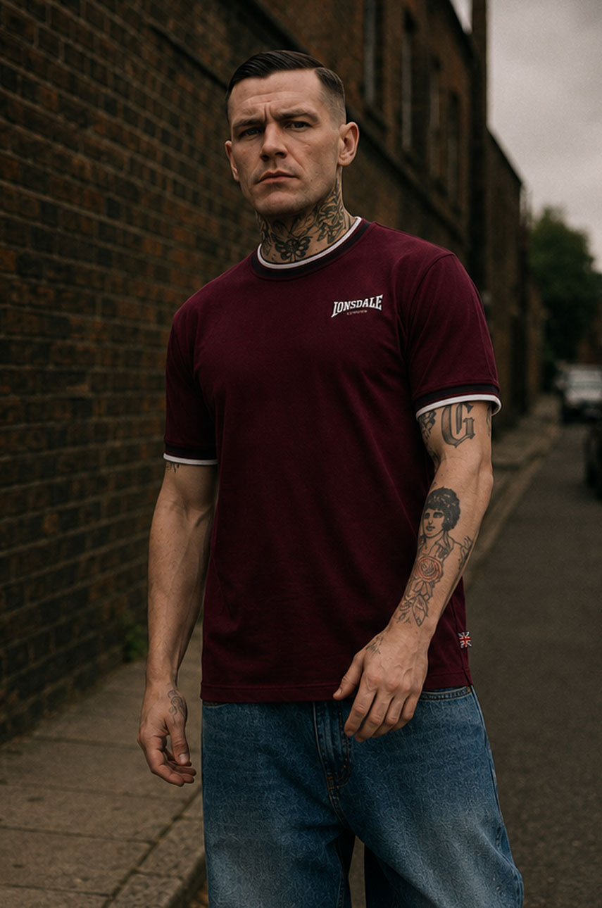 T-shirt  LONSDALE LONDON QUIN Bordowa