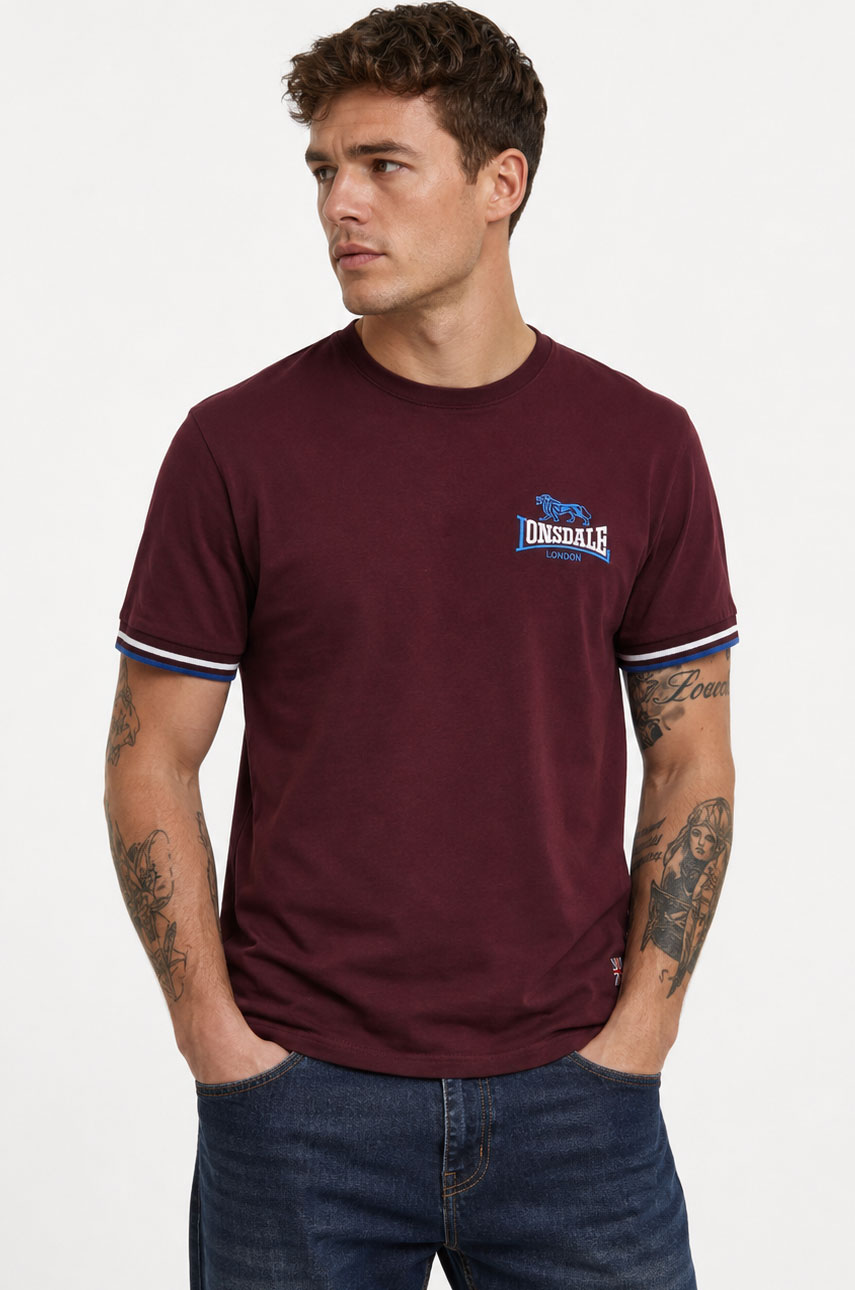 T-shirt  LONSDALE LONDON SHILDON Bordowa