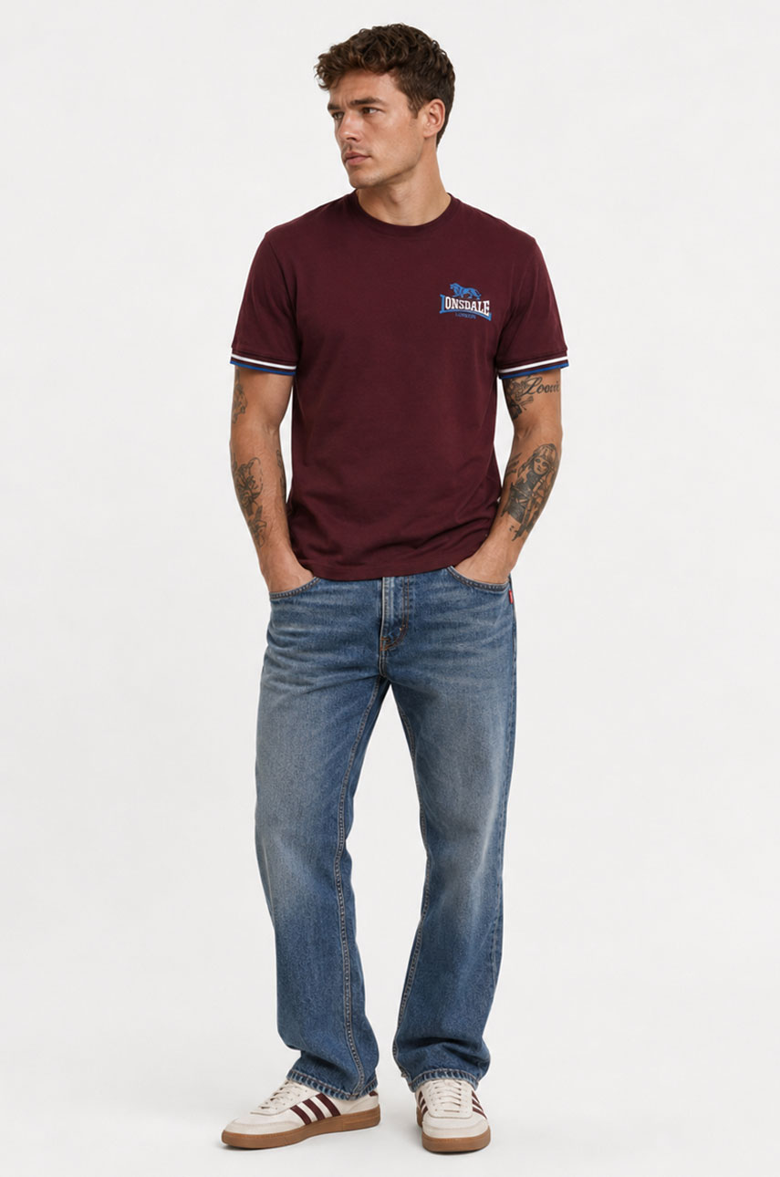 T-shirt  LONSDALE LONDON SHILDON Bordowa